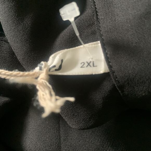 NWT OMSJ WOMEN'S BLACK LONG SLEEVE VERSATILE BUTTON FRONT BLOUSE SIZE 2XL - Picture 10 of 12